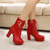 Lace Up Women‘s Ankle Boots Platform Fashion Heels Short Boot Female Leather Black Red White Fetish Party Dance Shoes Large Size