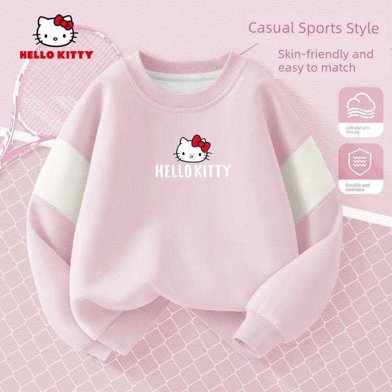 Hellokitty Girls' Sweatshirt, Spring and Autumn Style, Pink Children's Top, Early Spring Children's Clothing, Girls' Long-Sleeved Base Shirt