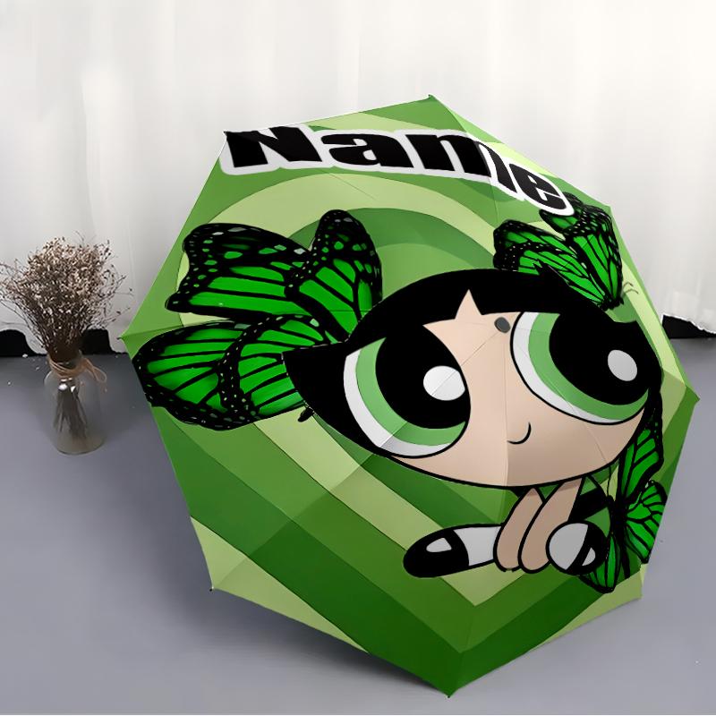 Personalized Name The Powerpuff Girls Print Umbrella - Automatic Open/Close, Eight-Rib Durable Frame, Automatic Folding Umbrella