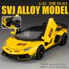 1:32 SVJ63 Roadster Sound and Light Pull Back Toy Model Ornament Diecast Alloy Car Model Collectible