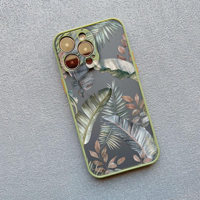 Винтажный Чехол Для Телефона С Цветами Бананового Листа Люкс Для iPhone 16 12 Mini 11 Pro Max 13 15 14 Pro Max Plus XR X XS 7 8 16 Plus SE