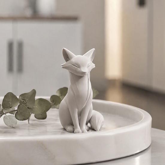 Desktop Sculptures for Office 3D Printed Minimalist Fox Sculpture, Elegant Figurine, Matte Modern Contemporary Living Room Decor Ornament Entryway
