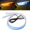 Car LED Strip Lights, 2Pcs 24 Inch Flexible LED Headlight Strips Dual Color White Turn Signal Yellow Lights Waterproof