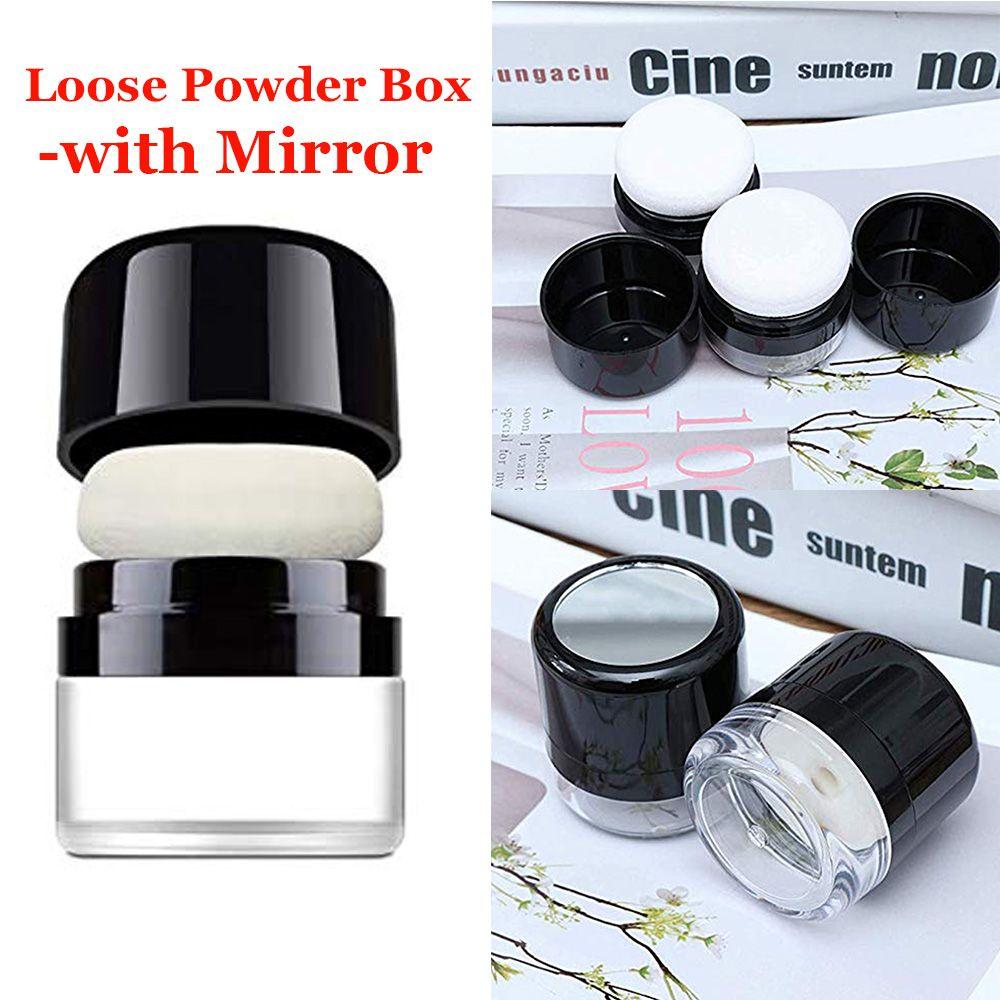 Powder Jar with Mushroom Sponge Puff Travel Powder Case with Mirror Portable Loose Powder Box