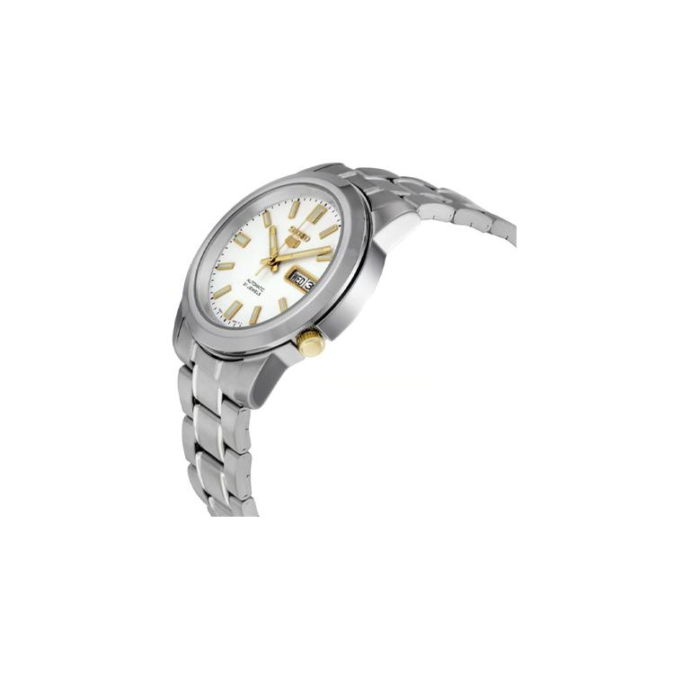 Seiko Водонепроницаемые кварцевые мужские часы 39 мм на стальном ремешке Белый циферблат SNKK07K1