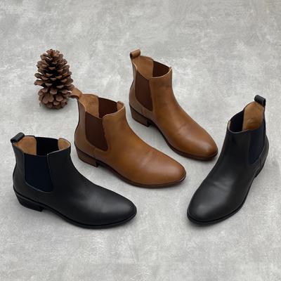 Ботильоны ручной работы из натуральной кожи, ретро, из коровьей кожи, универсальные, с острым носком, на толстом каблуке, женские ботинки