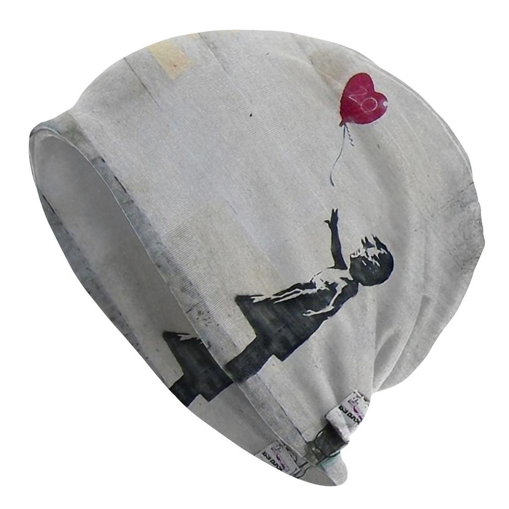 Banksy Art Graffiti Girl Heart Balloon Slouchy Beanie Unisex Women Hip Hop Winter Warm Skullies Beanies Hats Adult Knit Bonnet Cap