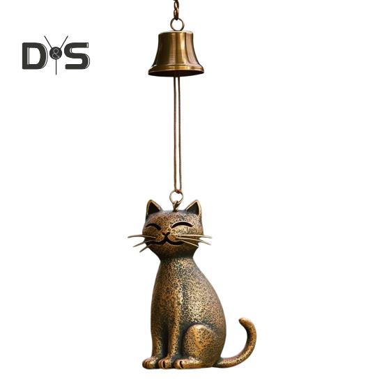 Кошачья подвеска в виде колокольчика, уличная подвеска в виде котенка, садовая металлическая статуэтка кошки, памятное украшение для украшения крыльца, подарок любителям кошек