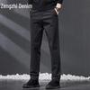 Zengzhi Мужские премиальные хлопковые брюки свободного кроя прямого покроя в стиле кэжуал
