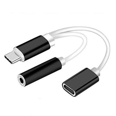 2 в 1 USB C Зарядный кабель Аудио конвертер Разъем 3,5 мм AUX Разветвитель Адаптер Зарядный кабель