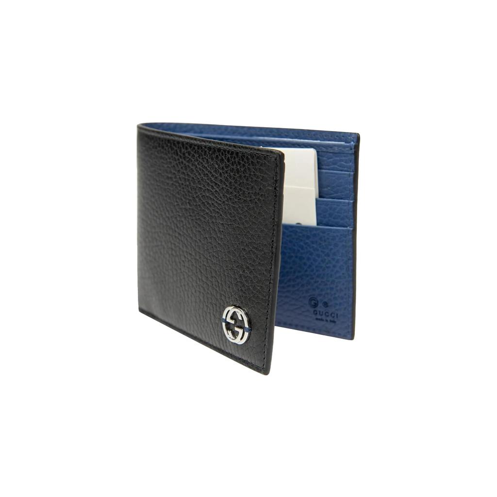 GUCCI Interlocked Gg Bifold Wallet 6 Card Slot Black / Blue (Unisex) Wallets 610464 CAO2N 1040