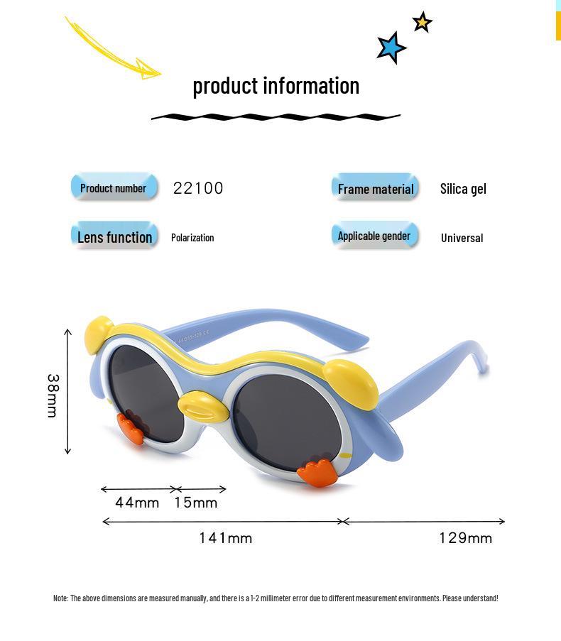 Polarized Cartoon Sunglasses for Kids - Soft Silicone, Childlike Design, Anti-UV Protection for Boys and Girls.