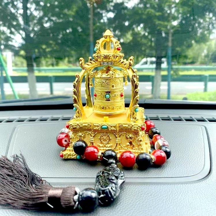 Creative Solar Alloy Car Accessories Prayer Wheel Automatically Rotates Car Interior Decoration Feng Shui  Buddhism