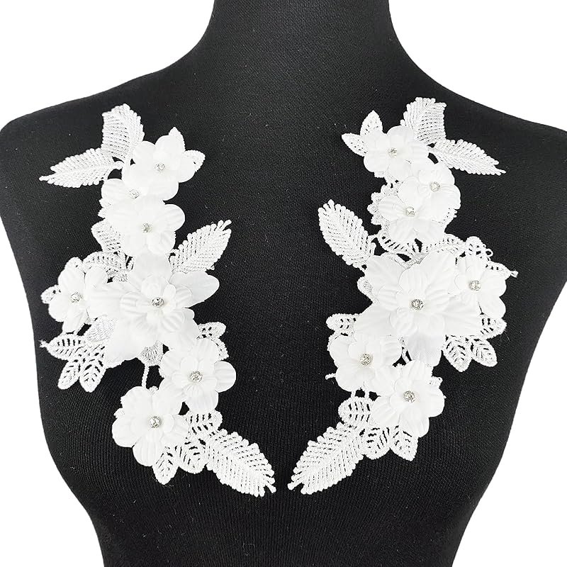 1 пара кружевных аппликаций с цветами, расшитых бисером и стразами, пришивные вышитые нашивки, аппликации для декора свадебного платья, DIY шитье, рукоделие, украшение, черные 9,2 x