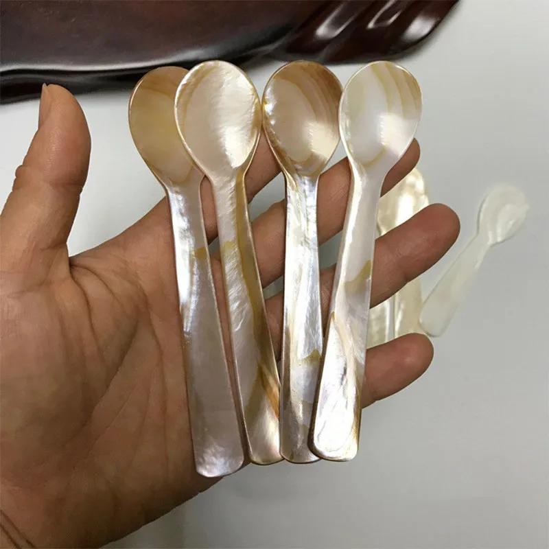 11CM Natural Shell Ice Spoon Cream Coffee Caviar Spoon Mother of Pearl Seashells Stirring Spoons Teaspoon Crafts dessert coffe