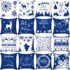 Blue Christmas Snowflake Pillowcase Cushion Cover Merry Christmas Home Christmas Decoration Navidad