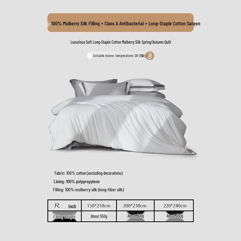 Mercury Home Textiles Роскошное Сатиновое Одеяло на Четыре Сезона из Длинноволокнистого Хлопка и Шелка Тутового Шелкопряда