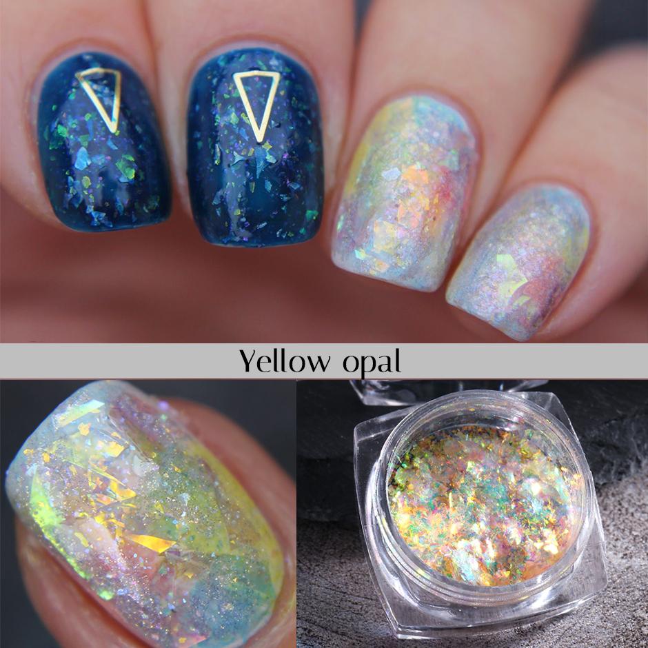 1 коробка Aurora Opal Flakes, блестящие блестки для ногтей, блестящие пайетки, украшение для дизайна ногтей