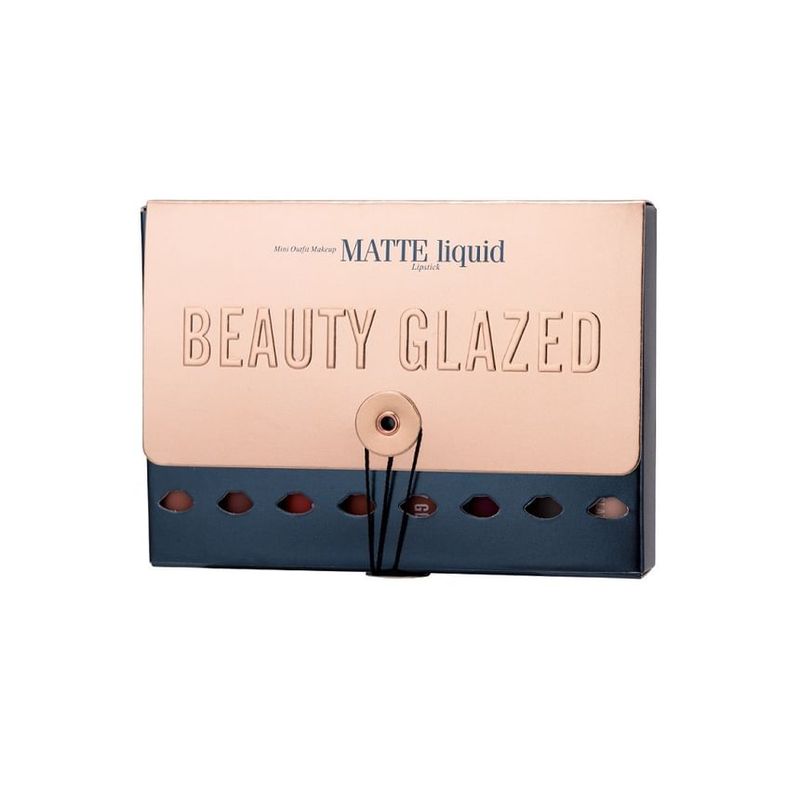 BEAUTY GLAZED - Набор из 8 штук: Матовая жидкая помада + Масло для губ + Бальзам для губ