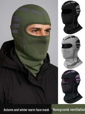 Вязаная шапка-бини: Дышащий лыжный шлем и защита ушей, 3-в-1 защита от холода, маска для лица