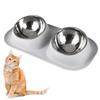 2 миски для еды для домашних животных, наклонный дизайн, съемные блюда из нержавеющей стали, для собак/кошек, нескользящие, против срыгивания (Серый)