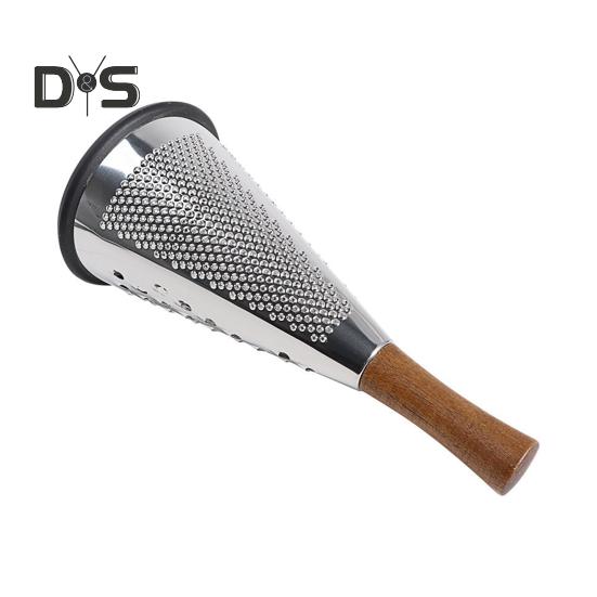 Конусная терка для сыра из нержавеющей стали с деревянной ручкой, 3-сторонняя терка для овощей, сыра, шоколада, овощей, кухонная терка для пармезана