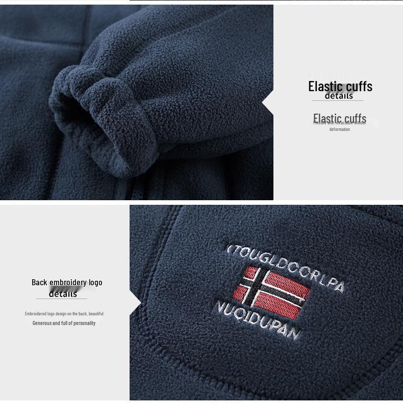 Unisex Polar Fleece Jacket: Stand Collar, Windproof, Warm, Loose Fit for Outdoor & Mountaineering