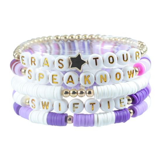 5 шт./компл. эластичный браслет с надписью «Singer Lover» из полимерной глины, браслет с бусинами, летний пляжный богемный многослойный браслет дружбы