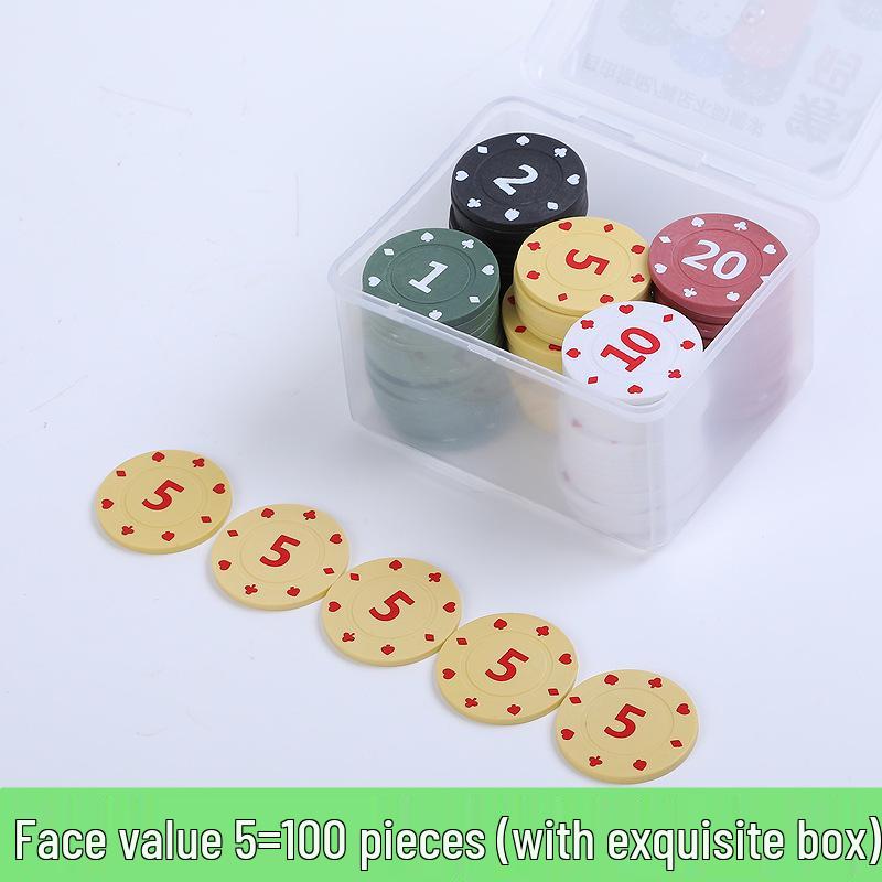 Коробка 100 пластиковых фишек для карточных игр: Баккара, Маджонг, Покер