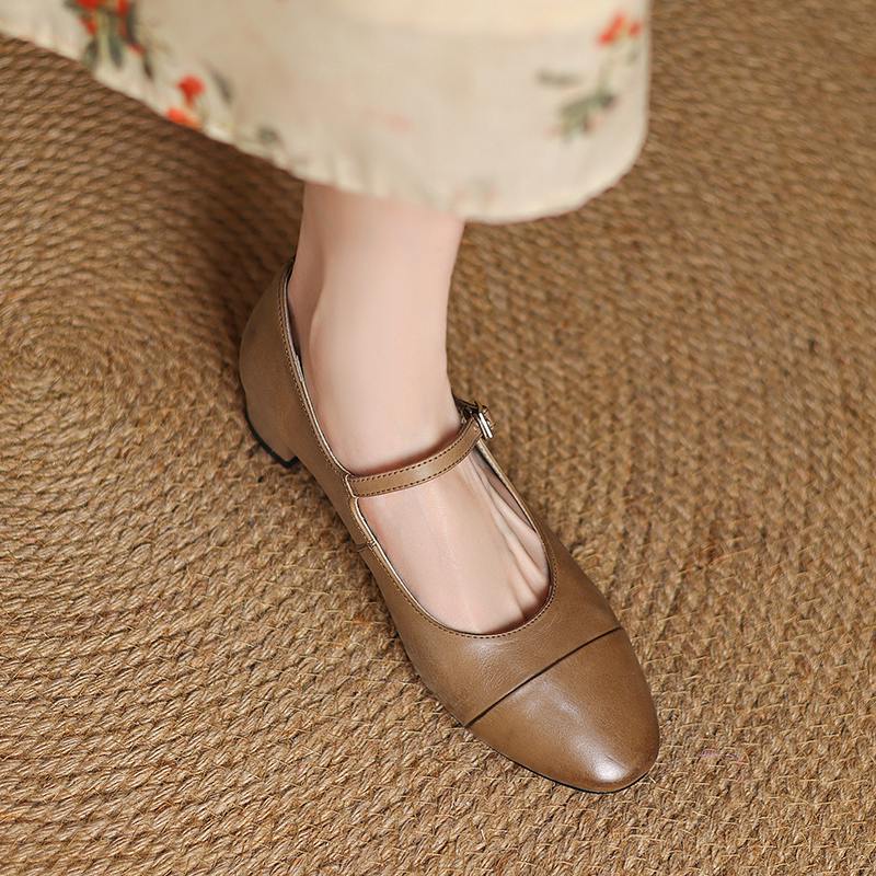 Krazing Pot Cow Skin Spring Summer Size 41 Low Heels Women Square Toe Shallow Pumps