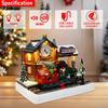 Animated Christmas Village Scene with Moving Train and Clock LED Lights Music & Train Station Holiday Building Indoor Decoration