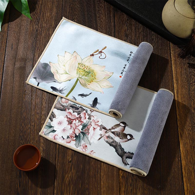 Suede Flannel Lint-Free Absorbent Tea Towel - Ancient Style, High-Grade, Multi-functional Design