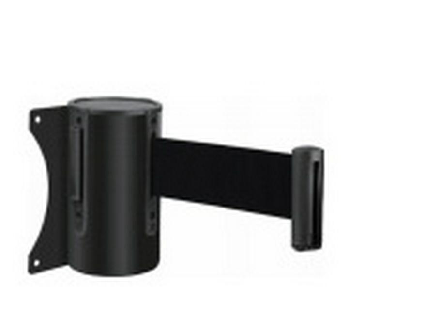 Wall-Mounted Stainless Steel Retractable Queue Barrier with Railing and Warning Tape