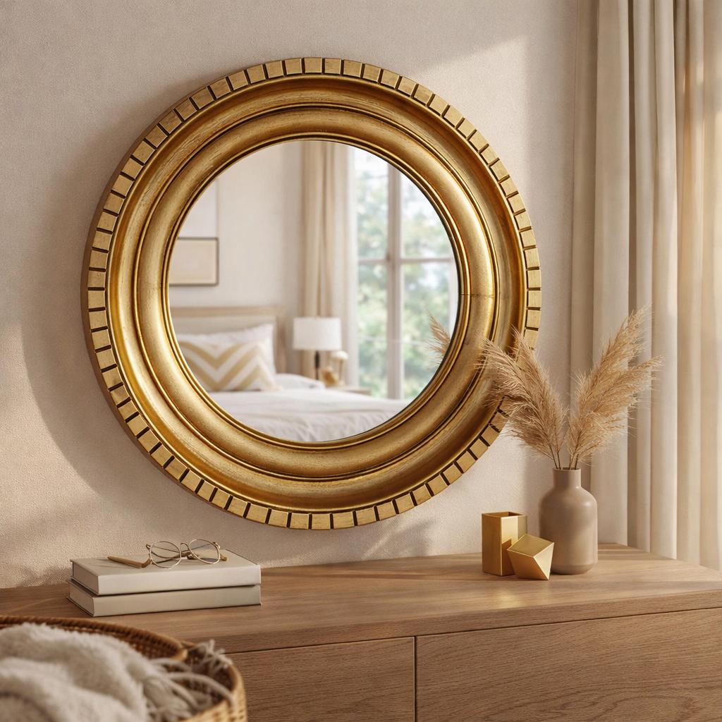 Luxury Gold Wall Mirror -Handcrafted Gold Foil Frame for Stylish Home