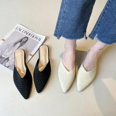 Роскошные женские босоножки-мюли 2024 Женская обувь Шлепанцы Женские тапочки Женские повседневные туфли на низком каблуке Удобные шлепанцы