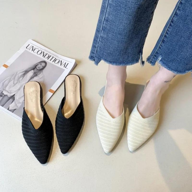 Модные роскошные женские мюли сандалии 2024 женская обувь шлепанцы женские тапочки женская повседневная обувь на низком каблуке удобные шлепанцы