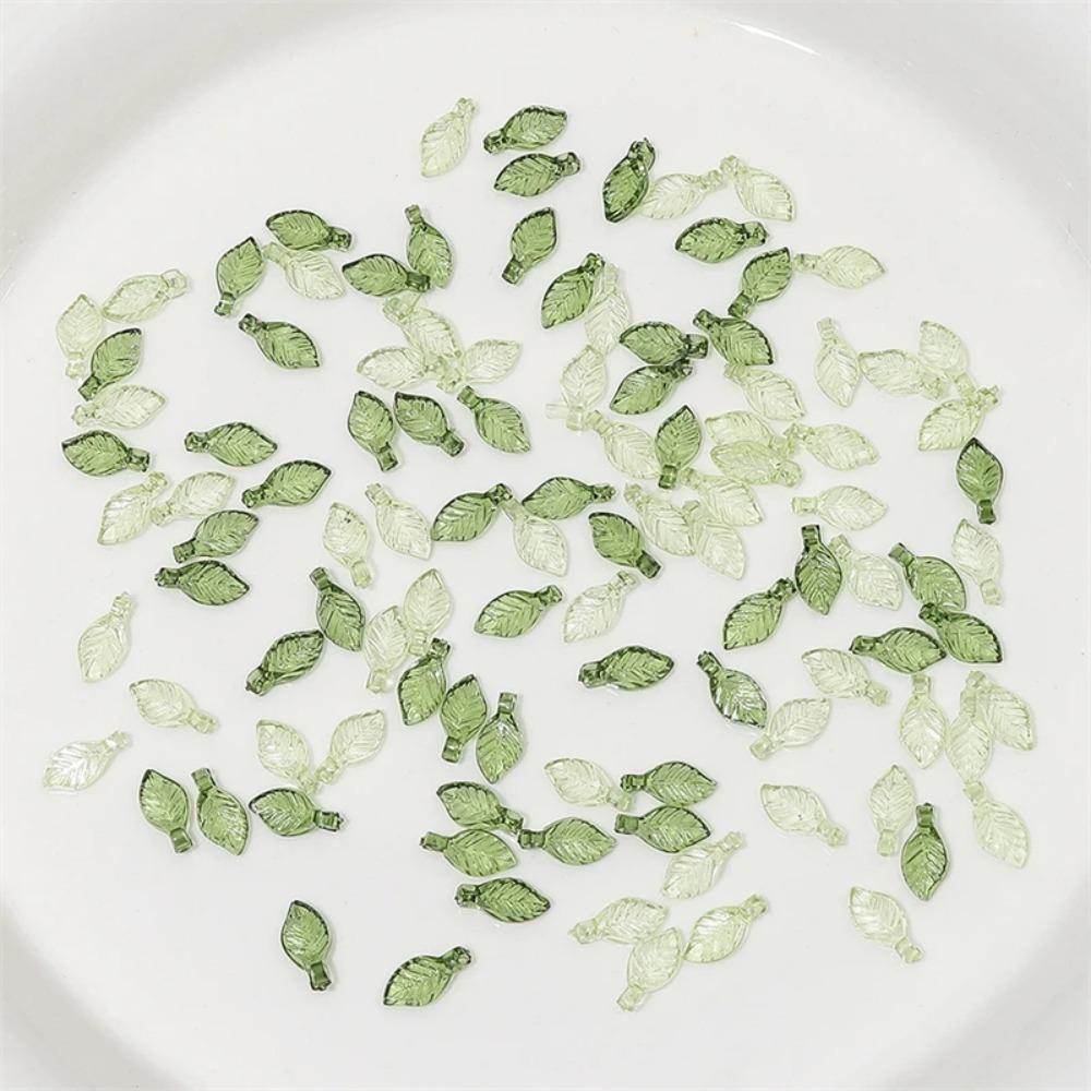 Transparent Green Transparent Leaf Shape Beads Charms Leaf Shape Beads Necklace Accessories