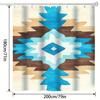 Aztec Geometric Shower Curtain - Blue & Brown Pattern, Polyester, Washable, Hooked, Southwestern Bath Decor