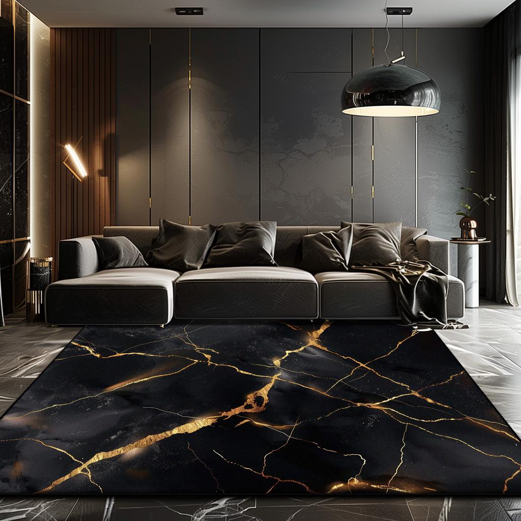 Черный Золотой Мрамор Ковер для Гостиной Роскошное Украшение Дома Большая Площадь Мягкие Ковры Холл Спальня Прикроватный Пушистый Противоскользящий Коврик