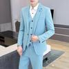 Мужской деловой костюм-тройка приталенного кроя в корейском стиле для подростков