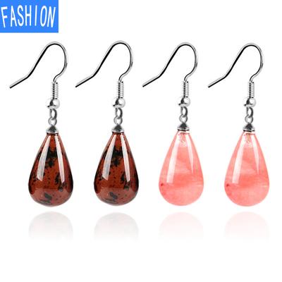 Классические европейские и американские серьги в форме капли воды в форме груши, женские серьги с натуральными полудрагоценными камнями и кристаллами, 14 смешанных цветов