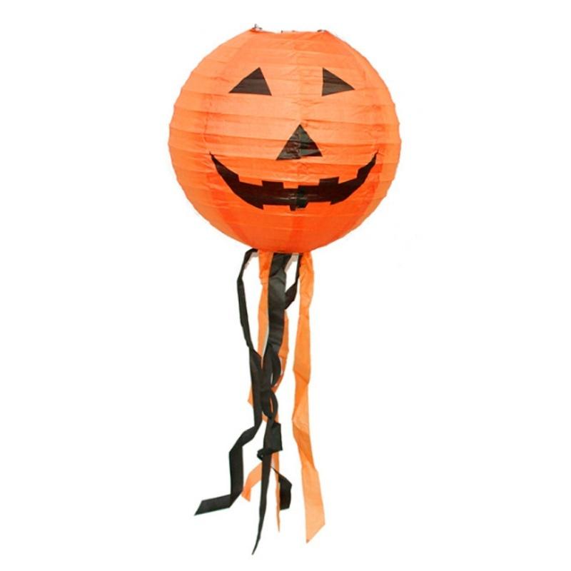 12" Paper Pumpkin Hanging Lantern Paper Lamp Halloween Party Fastival Prop Decor
