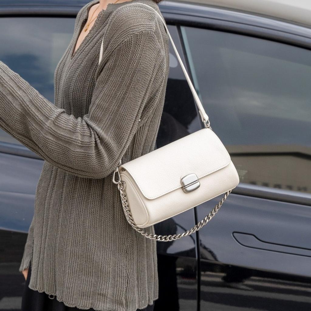 Мягкая кожаная цилиндрическая женская сумка кожаная женская сумка через плечо сумка для поездок на работу на цепочке маленькая сумка через плечо на одно плечо сумка через плечо для мам Niche