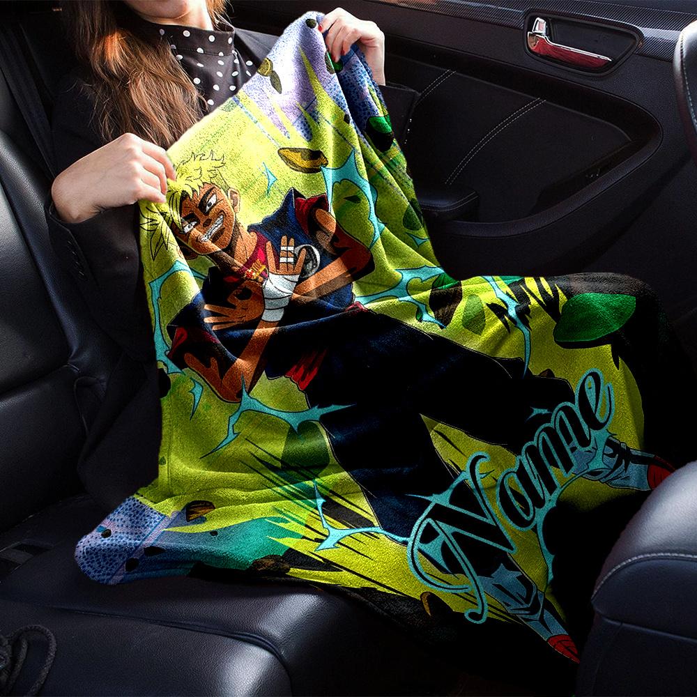 Anime Character Lightning Effects Vibrant Colors Four Seasons Blanket Customized With Your Name Lightweight And Warm Perfect Gift For Home Office
