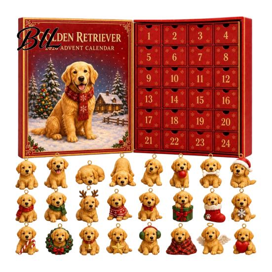 Cute Puppy Decorations Pet Themed Advent Calendar 2026, 24 Days Christmas Countdown with 2026 Pcs Mini 3D Cat Dog Ornaments, Holiday Gifts for