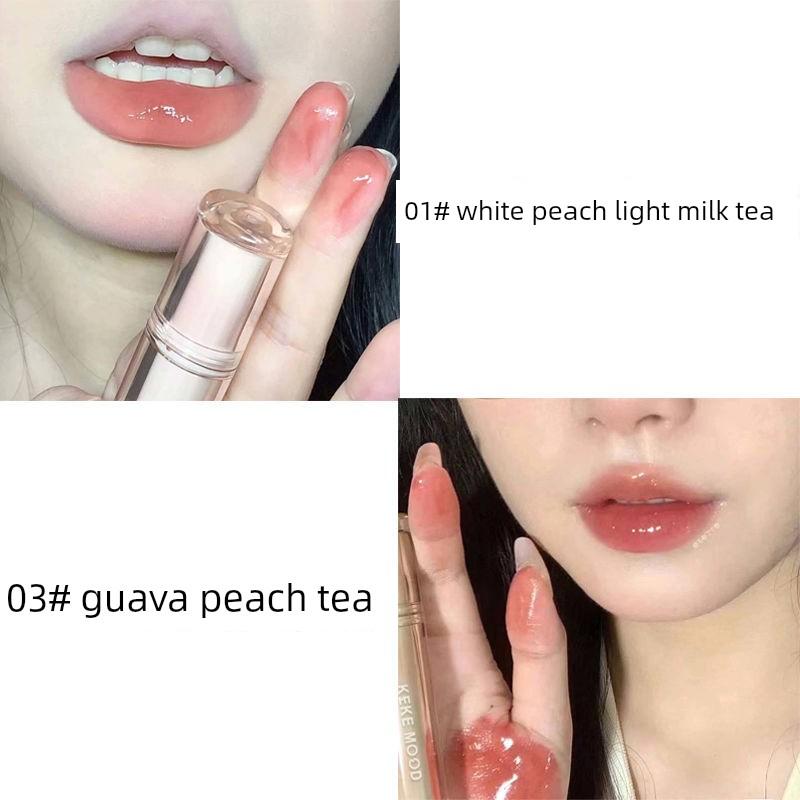 White Peach Milk Tea ~ Li Jiaqi Recommend Water Light Mirror Lip Lacquer Plain Face White Film Forming Students Pure Desire Nourishing Lipstick