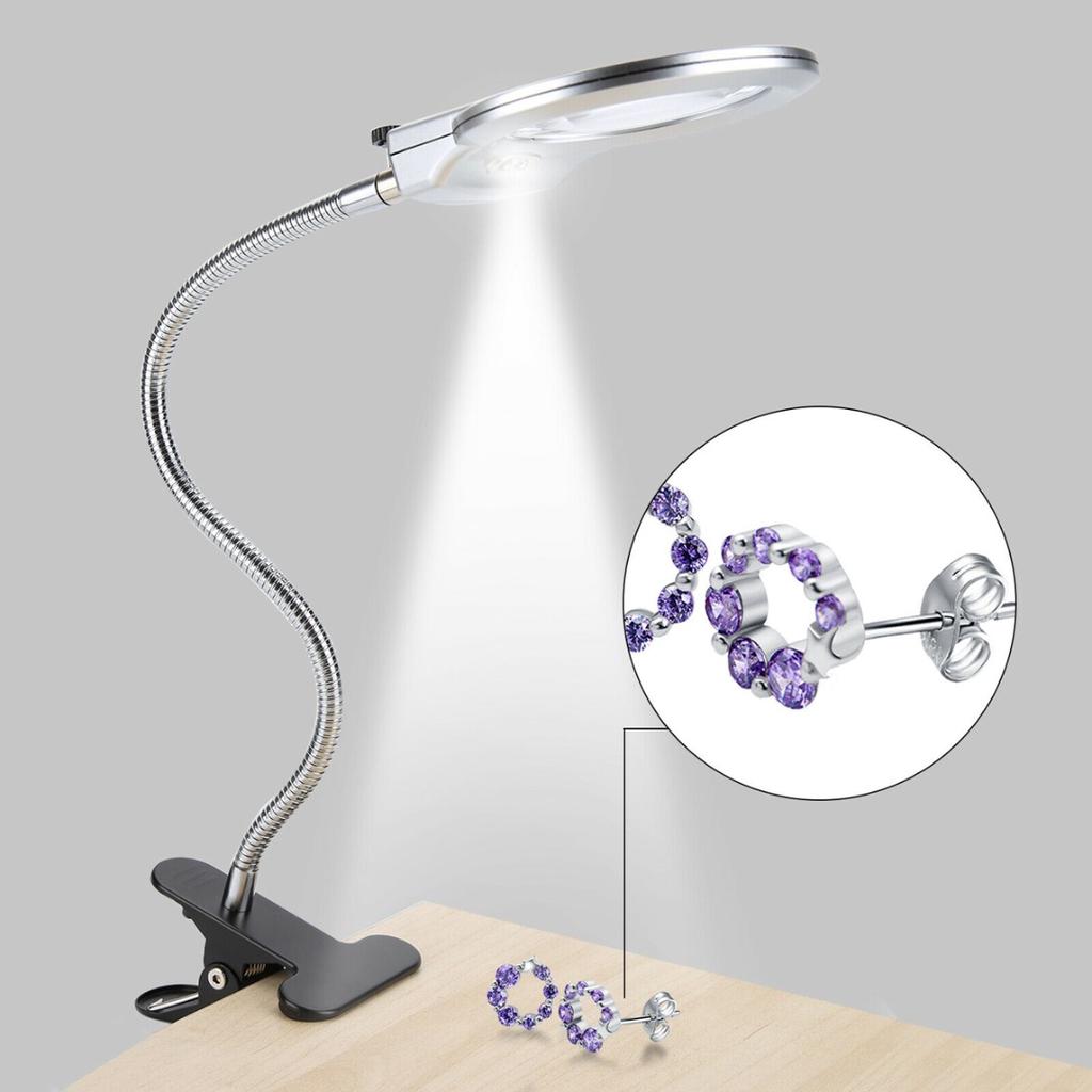 New Clip-on Loupe LED Magnifier Desk Table Magnifying Glass For Reading Repair