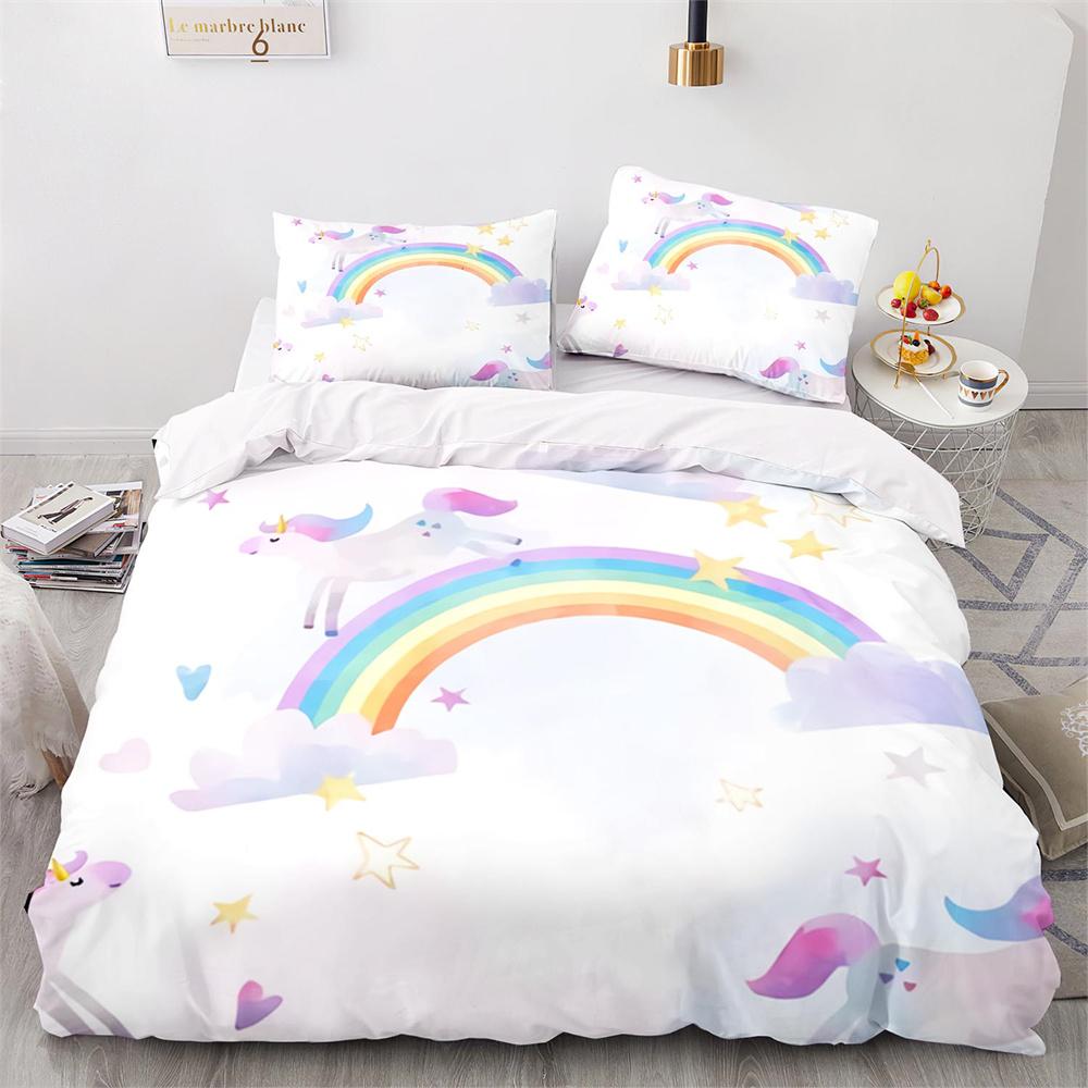 Cute Couple Of Pony Duvet Cover Set 3D Unicorn Pony Horse Polyester Quilt Cover With Pillow Shams For Kids Adults Bedding Set