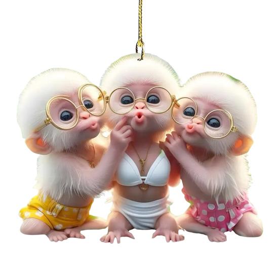 Подвеска для автомобиля Мультяшная надутая обезьянка Шарм Акриловая подвеска Легкая 2D Рюкзак Автоаксессуар Автомобиль
