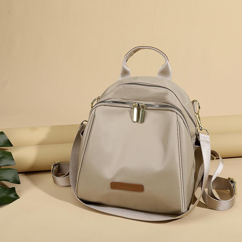 Solid Color Backpack Women's Lightweight Water-Repellent Nylon Travel Backpack